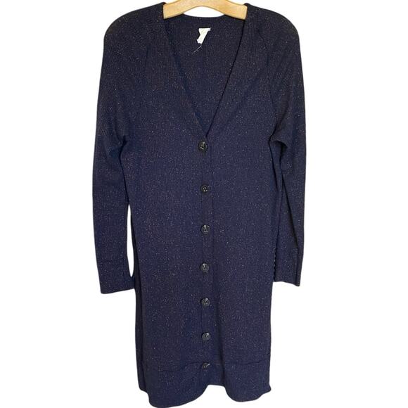 We The Free Midnight Blue Knit Cardigan duster with copper rose shimmer medium - Picture 2 of 13